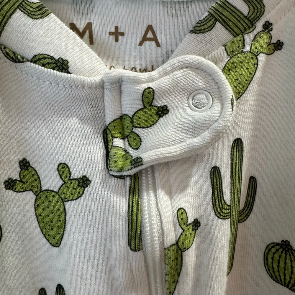 Monica + Andy Organic Cotton One Piece Zip Up Coverall Cactus Print 3-6 Months